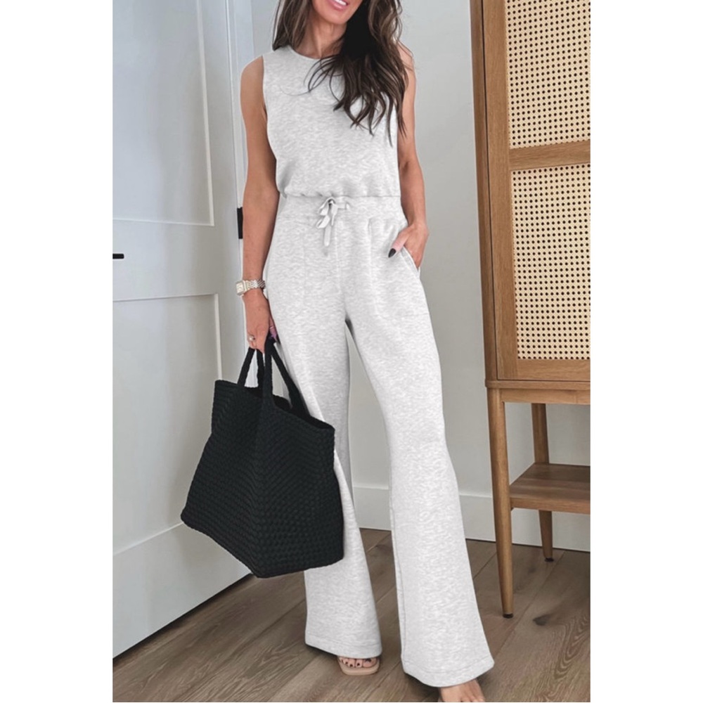 Gray Sleeveless High Waist Jumpsuit - Picture 2 of 6